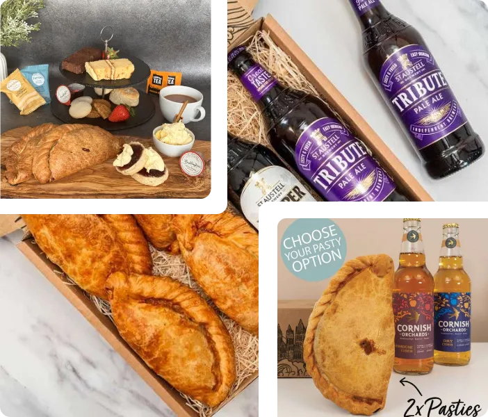 Close-up of a Cornish hamper being wrapped